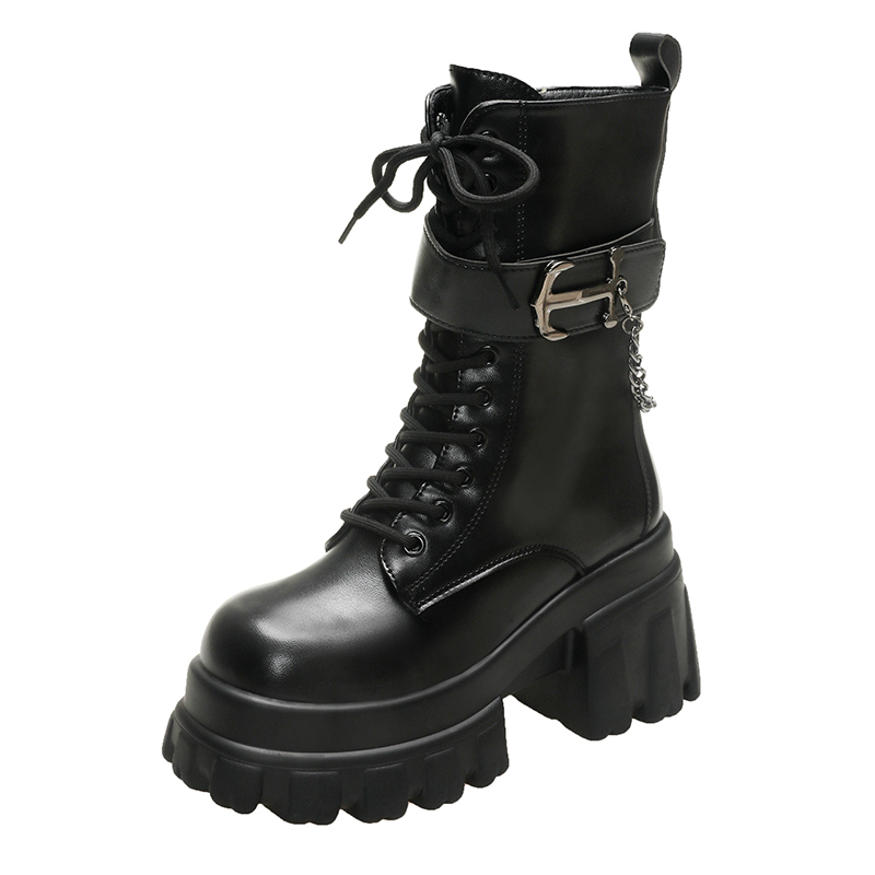 Winter Clothing Korea - 11cm Woman Hidden Wedges Boots Chunky