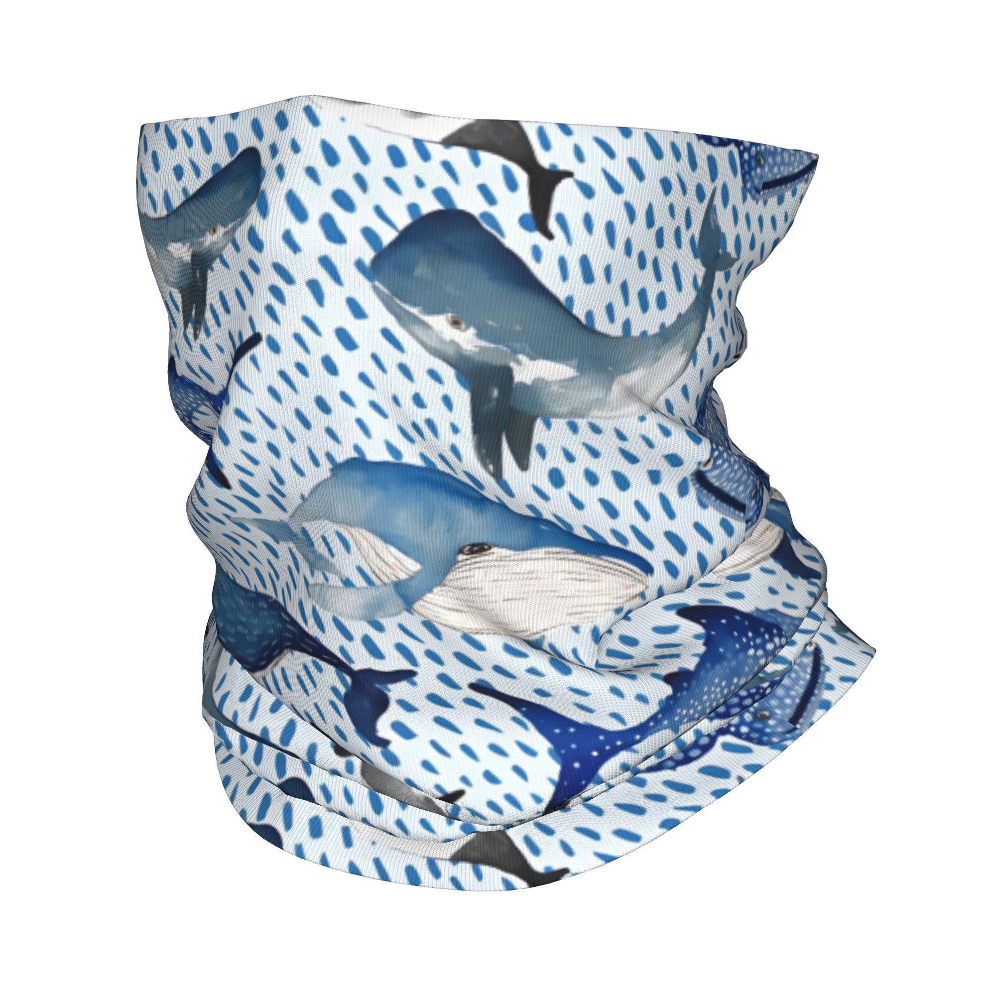 Neck Gaiter Fleece - Custom Blue Watercolour Shark Winter Headband