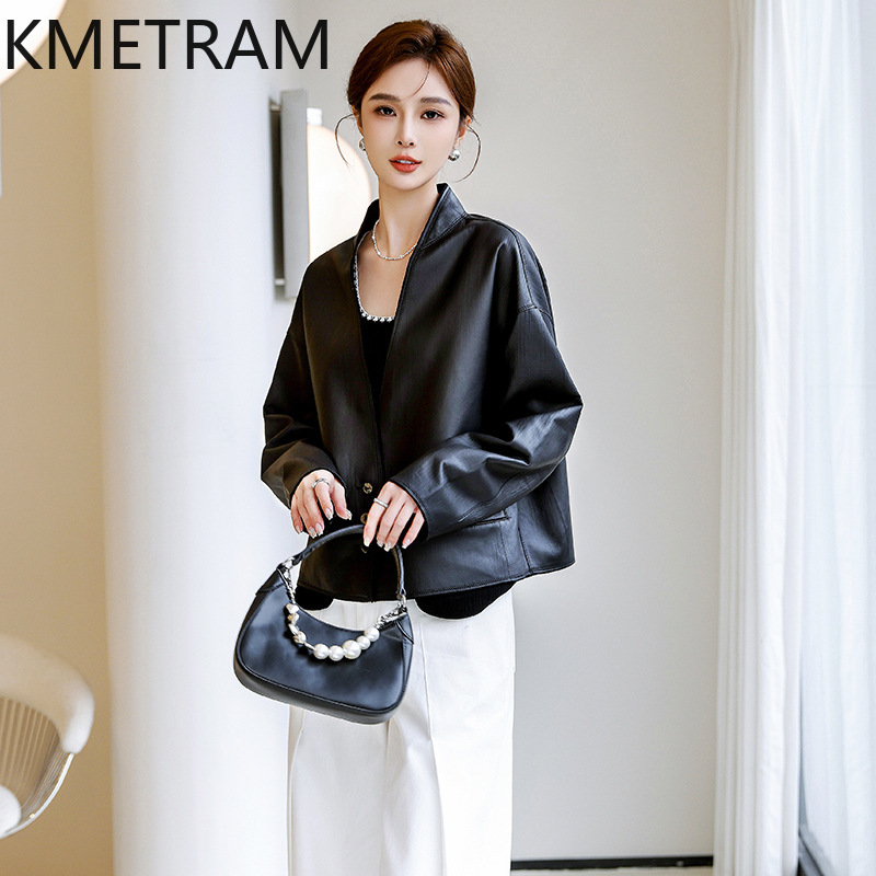 Winter Clothing Layers - KMETRAM Genuine Top-Layer Sheepskin Leather Jacket