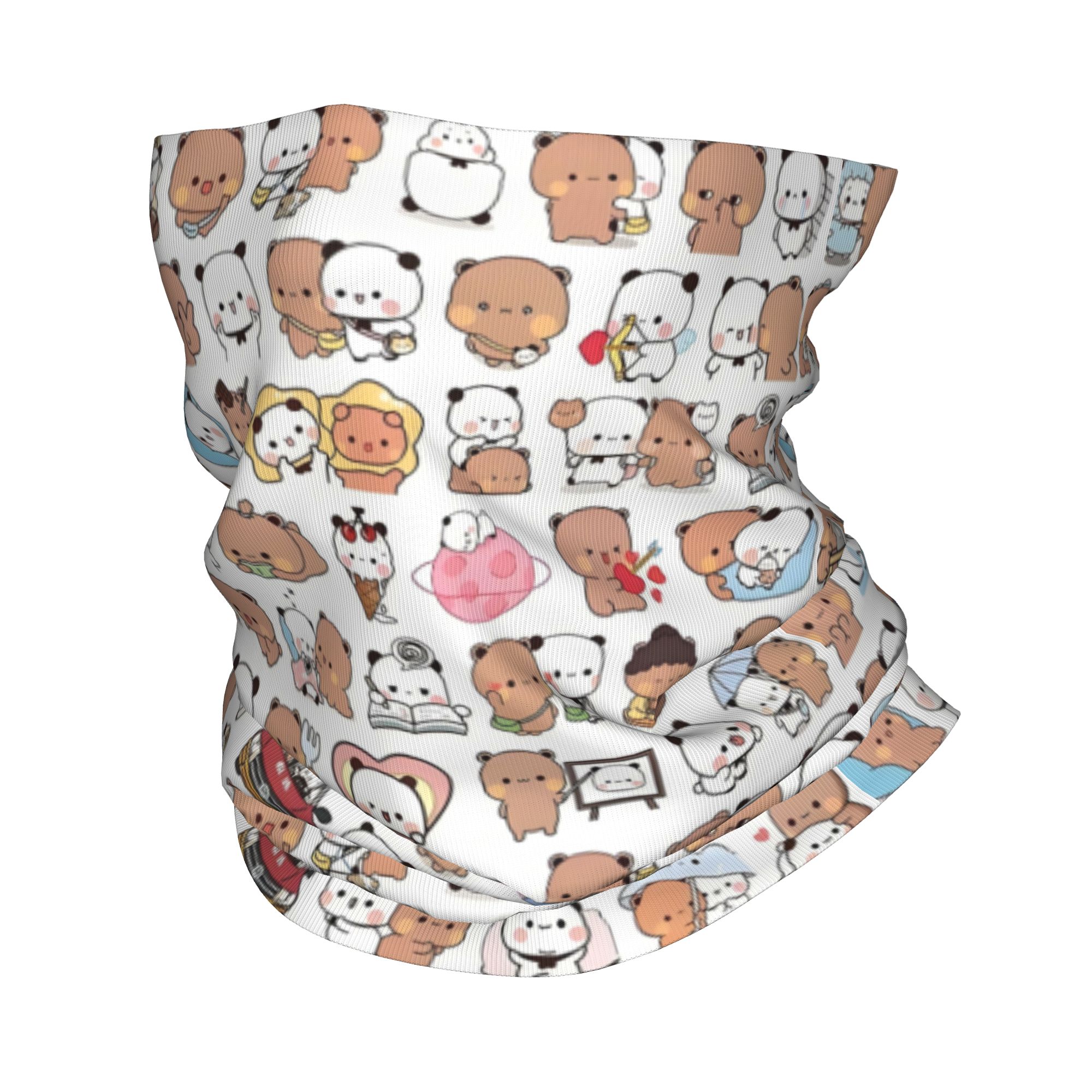 Neck Gaiter Fleece - Custom Bear Cartoon Peach And Goma