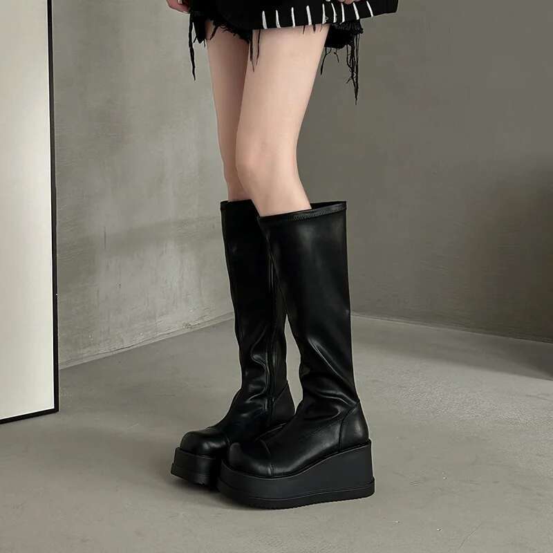 Winter Clothing Korea - High Boots Women Round Head Mid