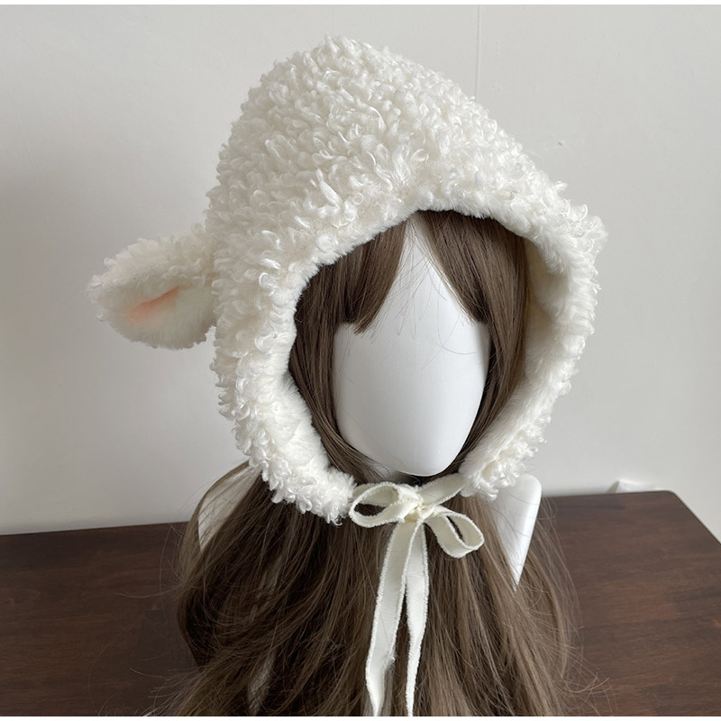 Winter Clothing Earmuffs - Winter White Plush Sheep Warm Hat
