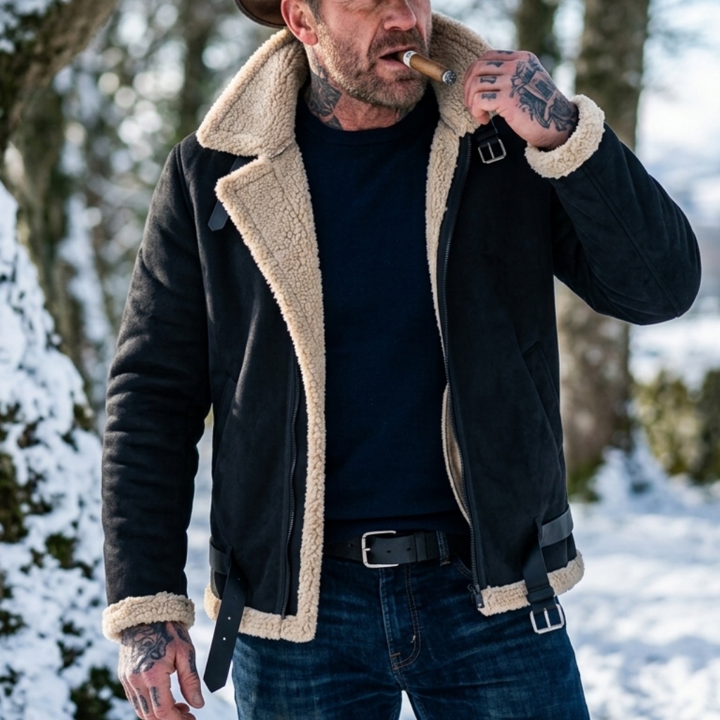 Winter Clothing Hiking - Men Winter Faux Suede Jacket Fleece