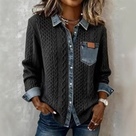 Winter Clothing Layers - Abbigliamento Donna Autunno Long-sleeved Lapel Patchwork