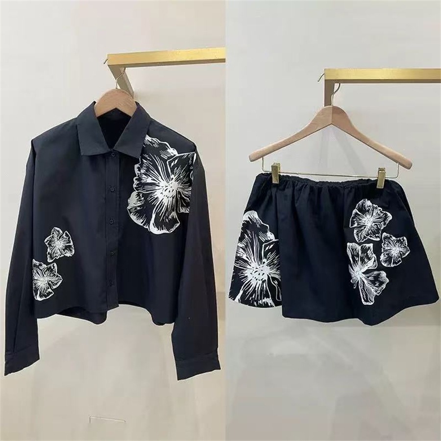 Winter Clothing Korea - Romantic White Floral Print Shirt And