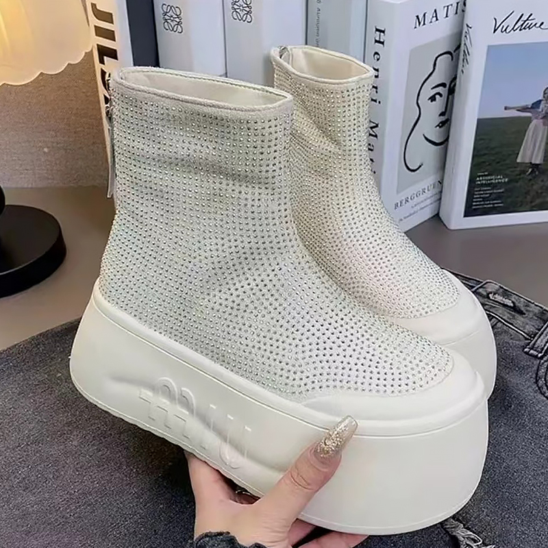 Luxury Rhinestone Woman Bootie - Winter Clothing Korea 评论和价格