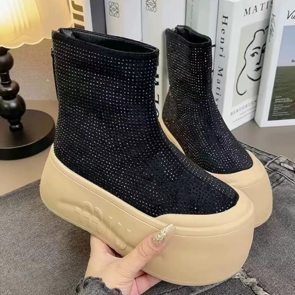 Luxury Rhinestone Woman Bootie - Winter Clothing Korea 评论和价格