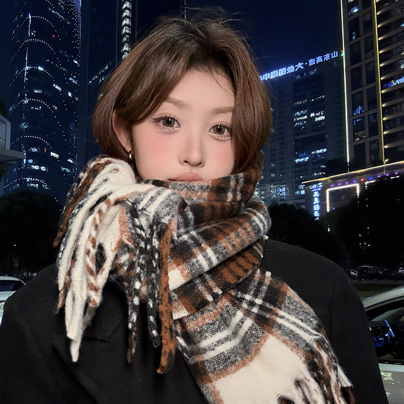 Purple Plaid Scarf Women's Aut - Winter Clothing Korea 评论和价格