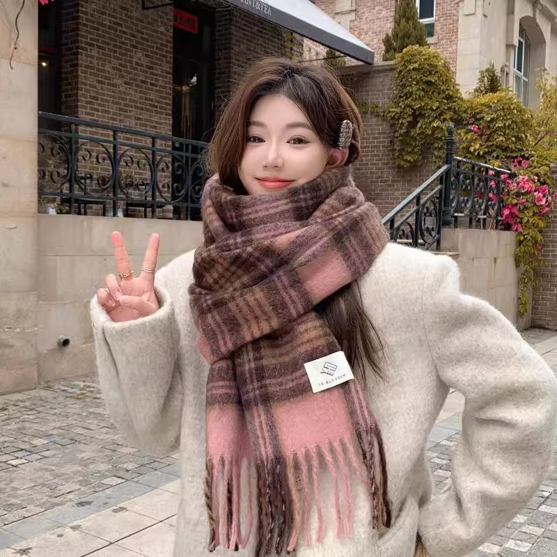 Purple Plaid Scarf Women's Aut - Winter Clothing Korea 评论和价格