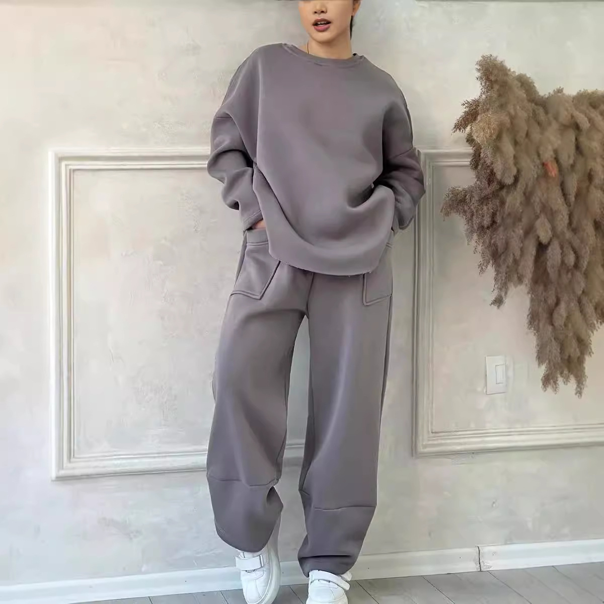 New Solid 2 Piece Set Women's  - Winter Clothing Sales 评论和价格