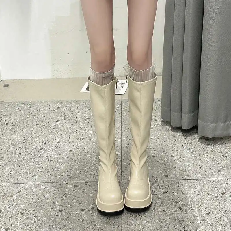 High Boots Women Round Head Mi - Winter Clothing Korea 评论和价格