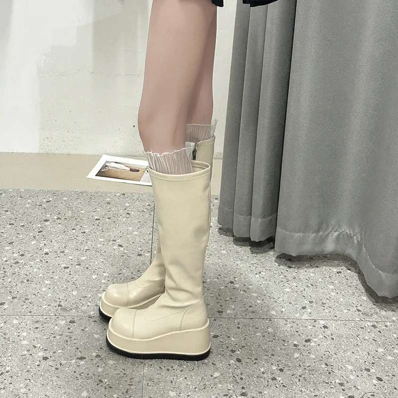High Boots Women Round Head Mi - Winter Clothing Korea 评论和价格