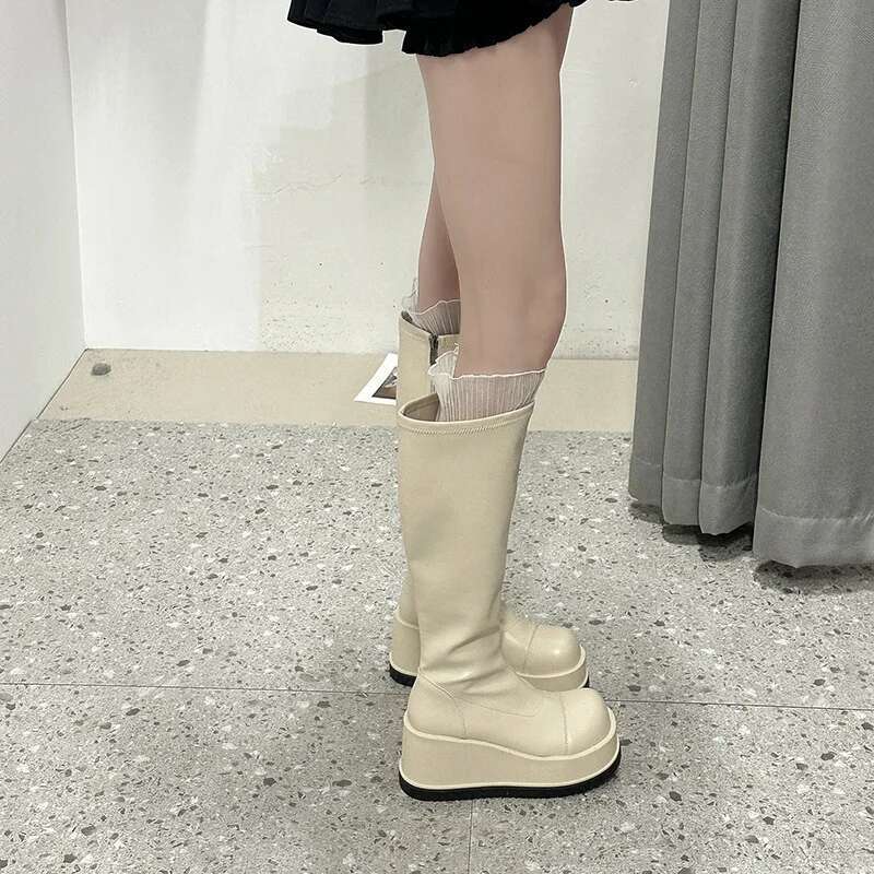High Boots Women Round Head Mi - Winter Clothing Korea 评论和价格