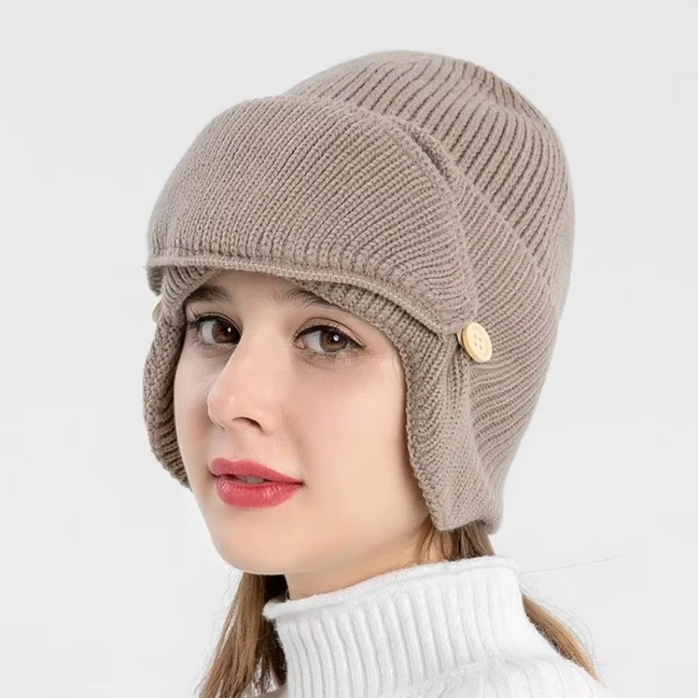 Fleece-lined Warm Woolen Hat w - Winter Clothing Earmuffs 评论和价格