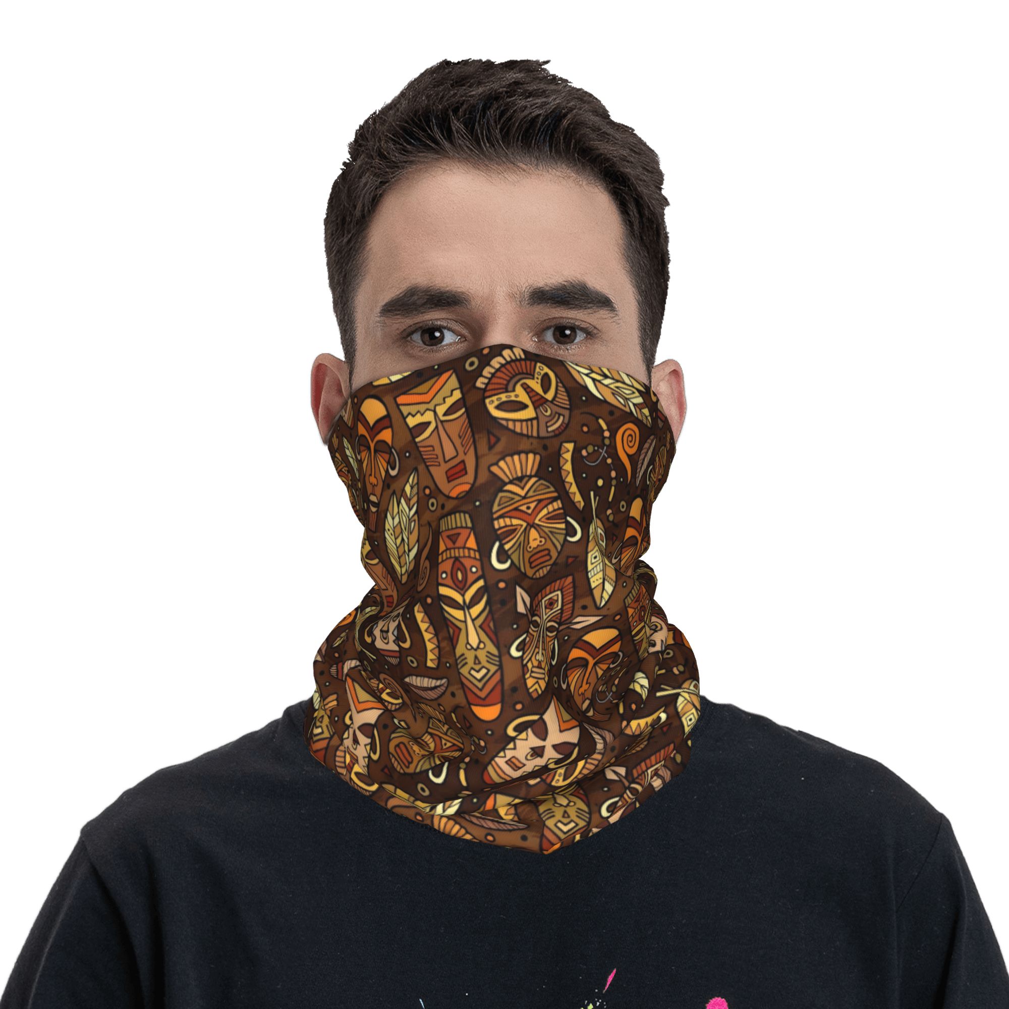Custom Tribal Mask Pattern Ban - Wool Balaclava Knit 评论和价格