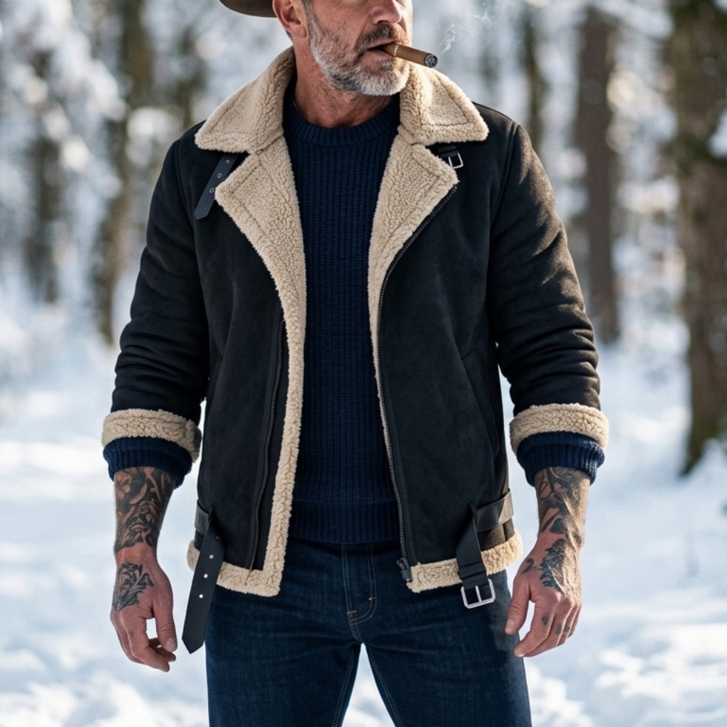 Men Winter Faux Suede Jacket F - Winter Clothing Hiking 评论和价格