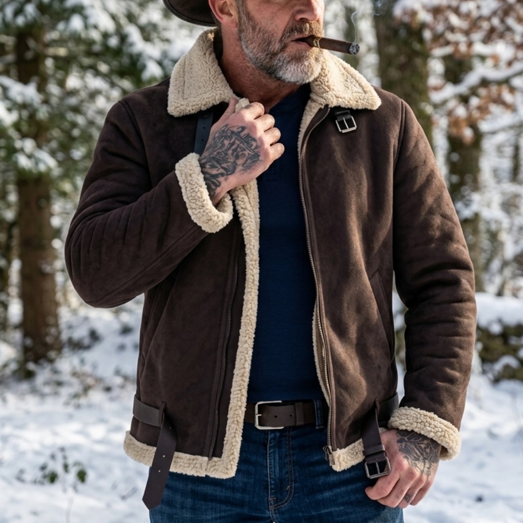 Men Winter Faux Suede Jacket F - Winter Clothing Hiking 评论和价格