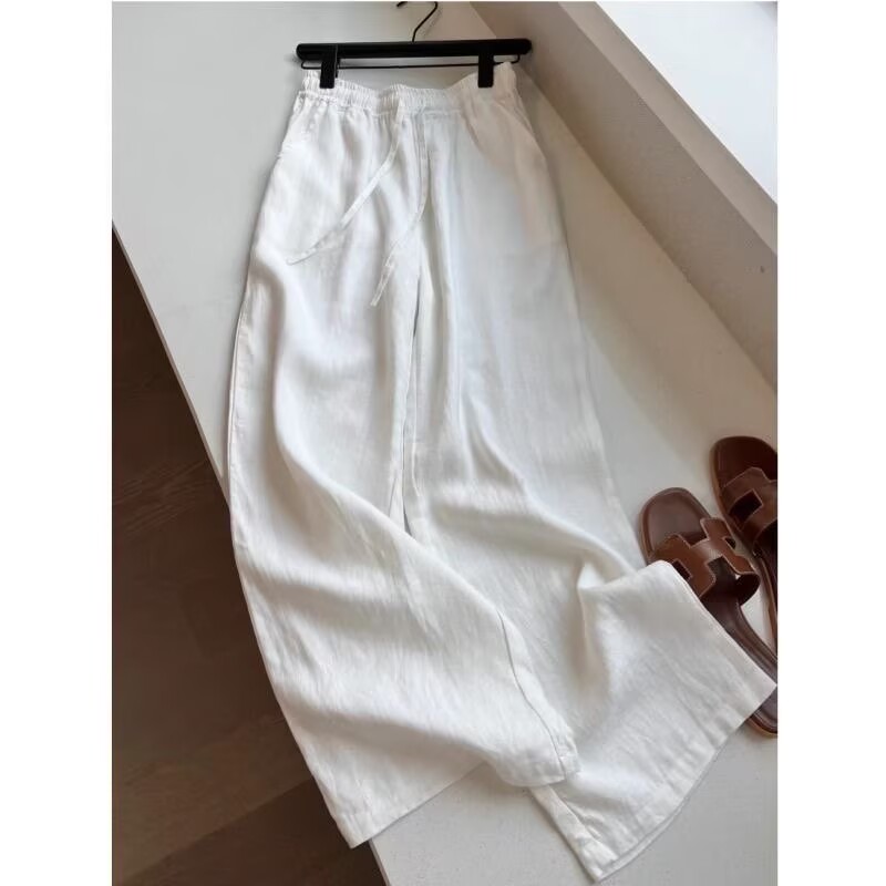 Korean White Cotton Linen Wide - Winter Clothing Korea 评论和价格