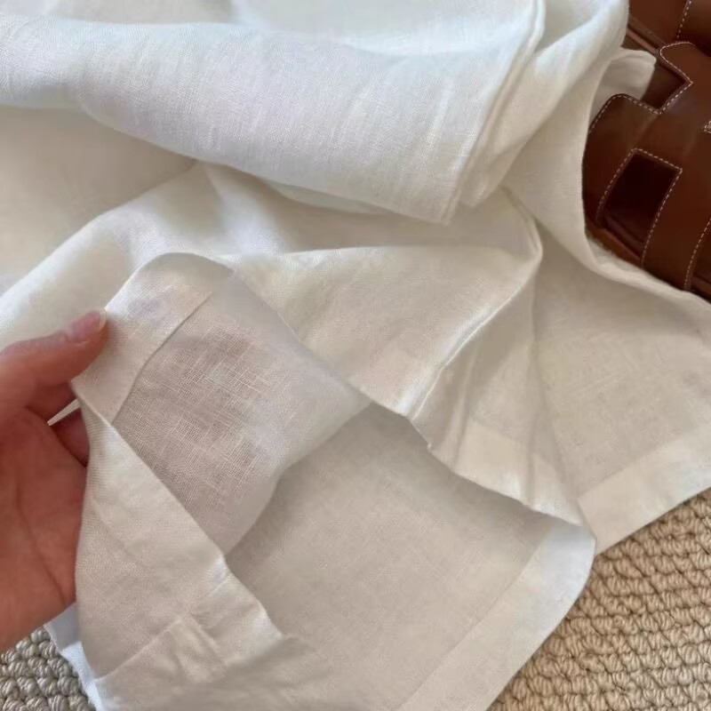 Korean White Cotton Linen Wide - Winter Clothing Korea 评论和价格
