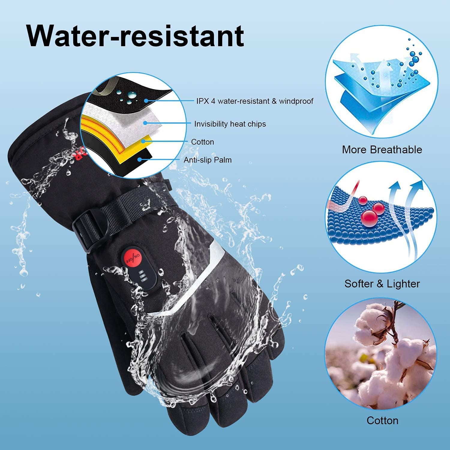 SNOW DEER Winter Heated Gloves - Heated Gloves Electric 评论和价格