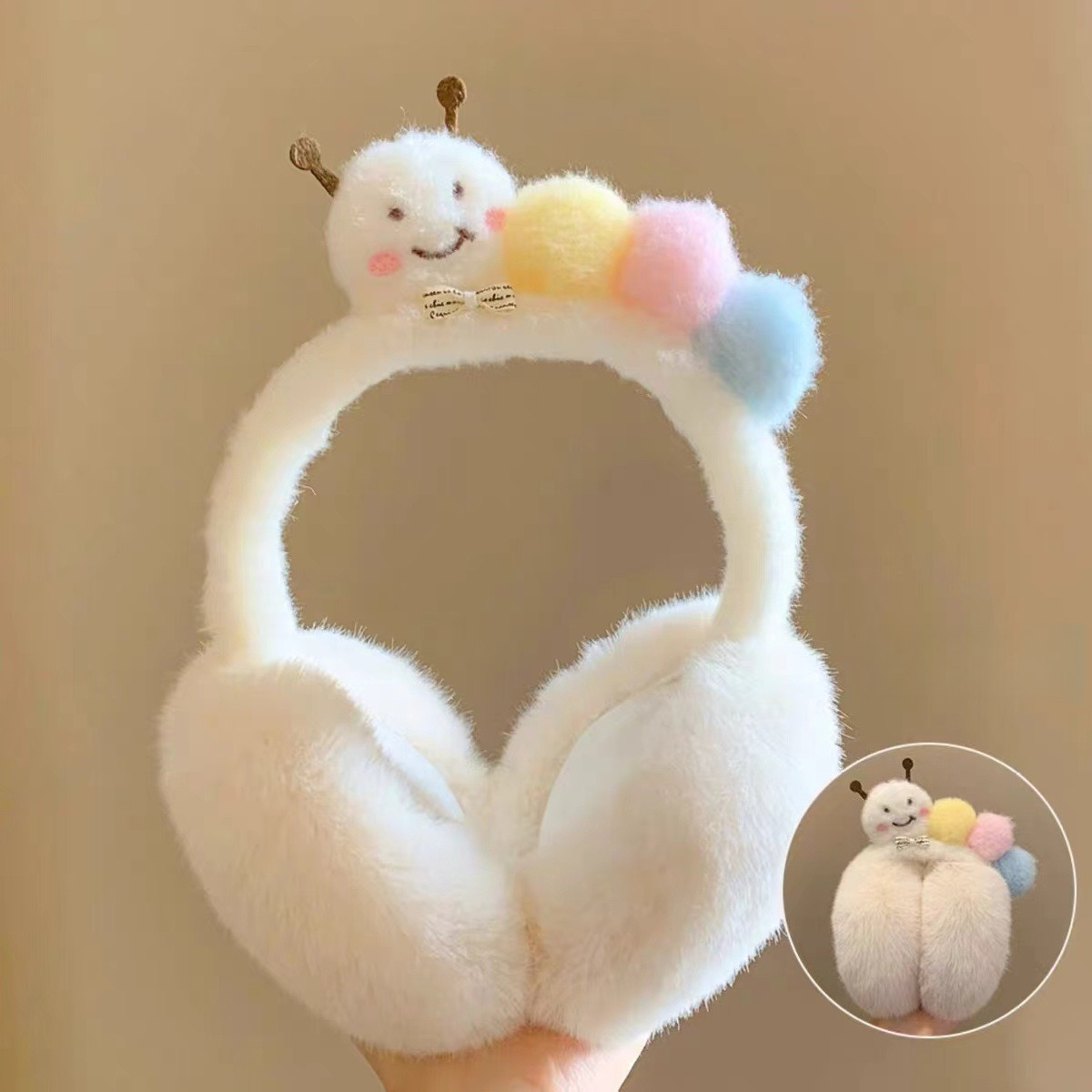 New Cute Funny Plush Caterpill - Winter Clothing Earmuffs 评论和价格