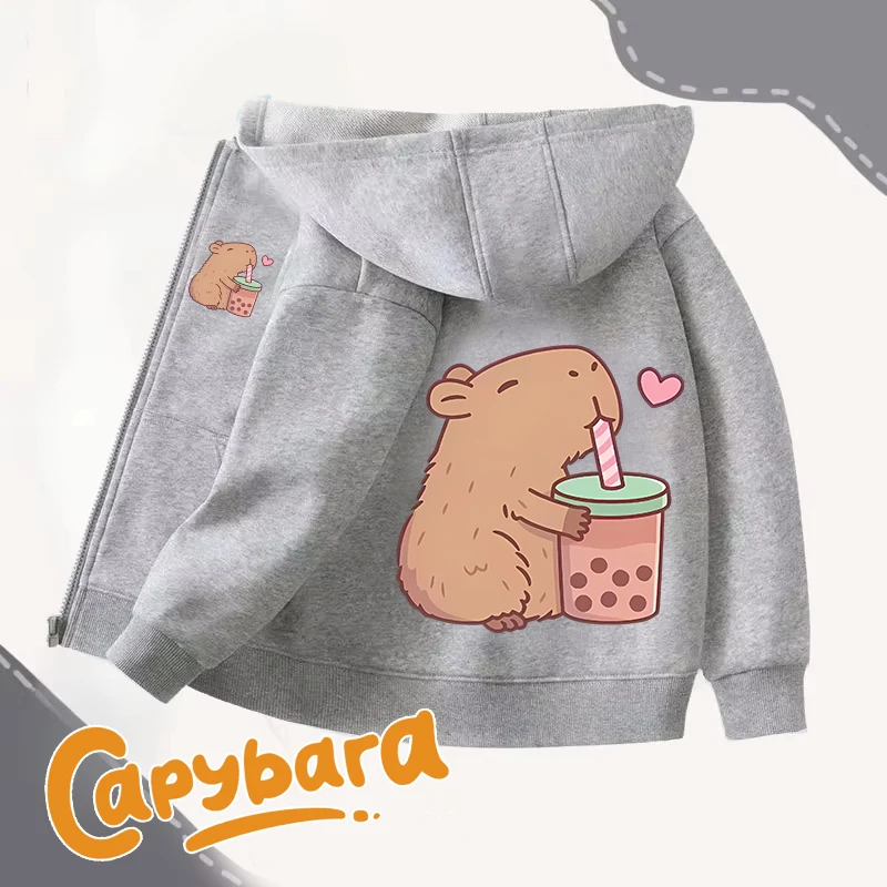 Capybara Zipper Hoodies Coats  - Winter Clothing Boys 评论和价格