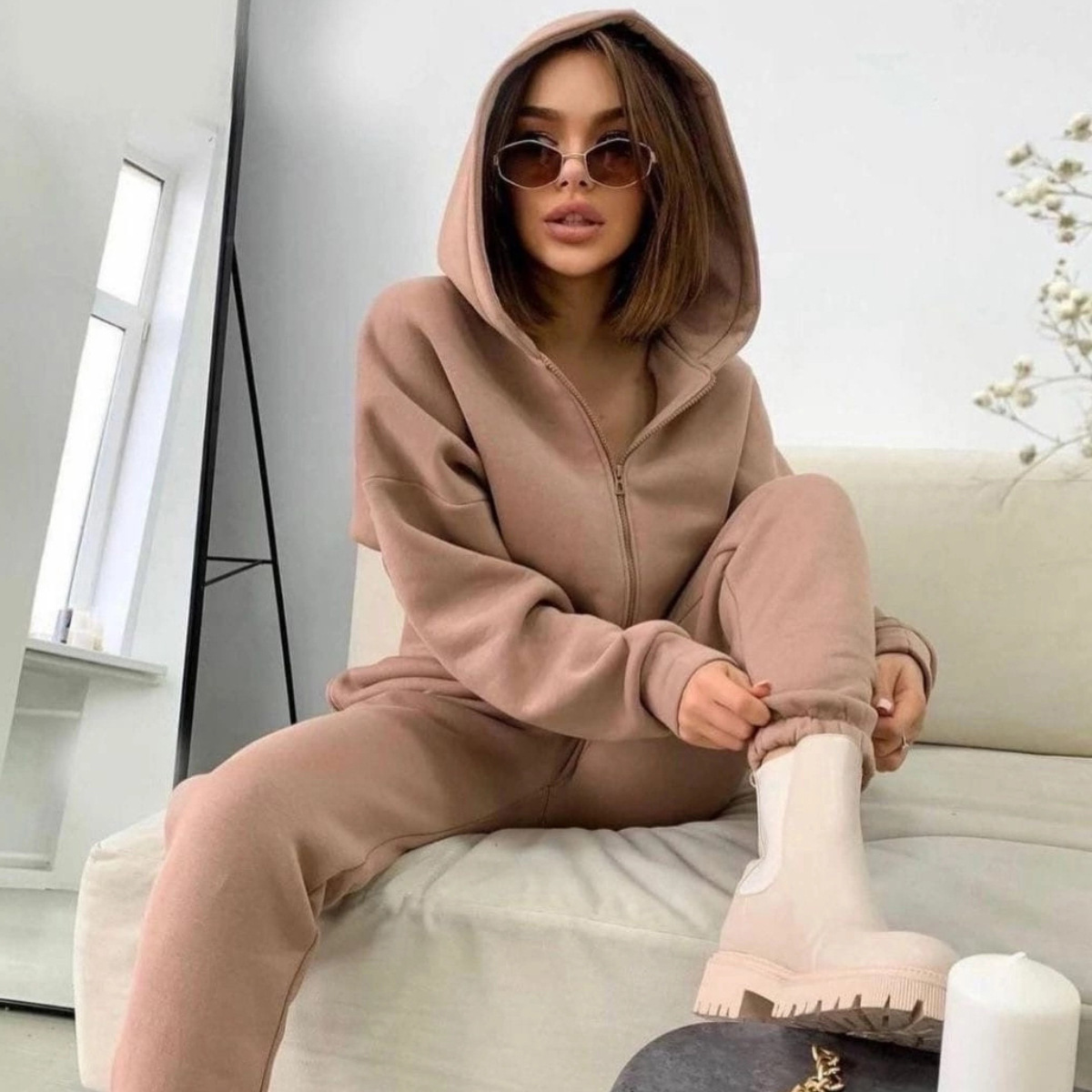 Zipper Hooded Coat Pants Sets  - Winter Clothing Sales 评论和价格