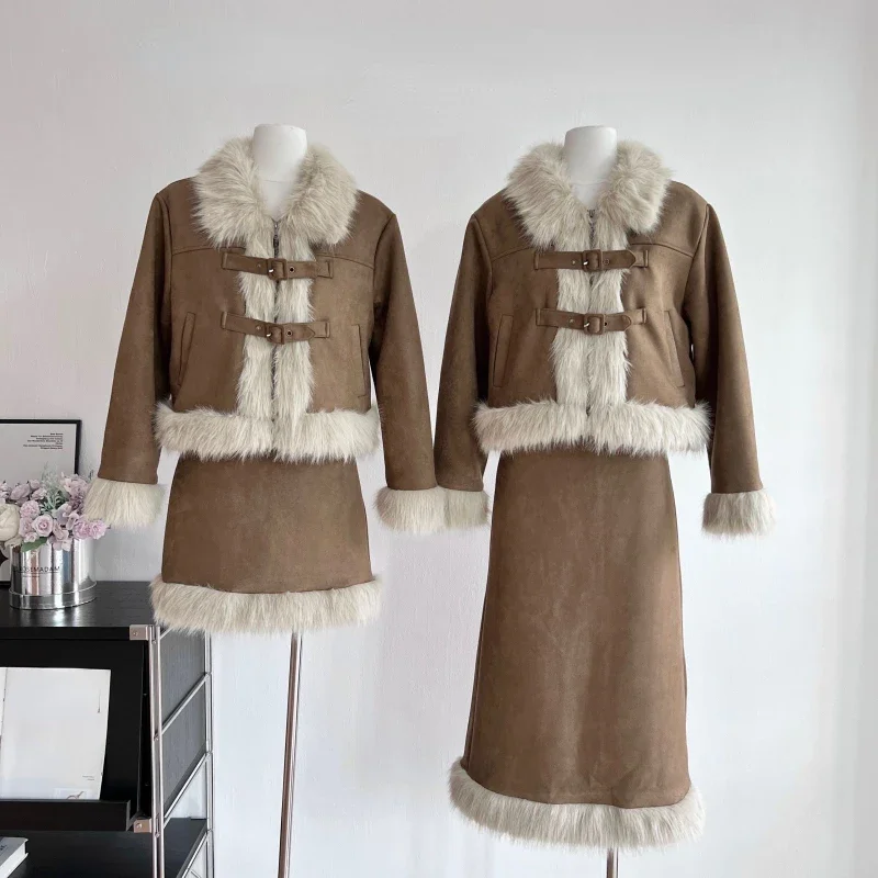 Autumn Retro Faux Fur 2 Piece  - Winter Clothing Sales 评论和价格