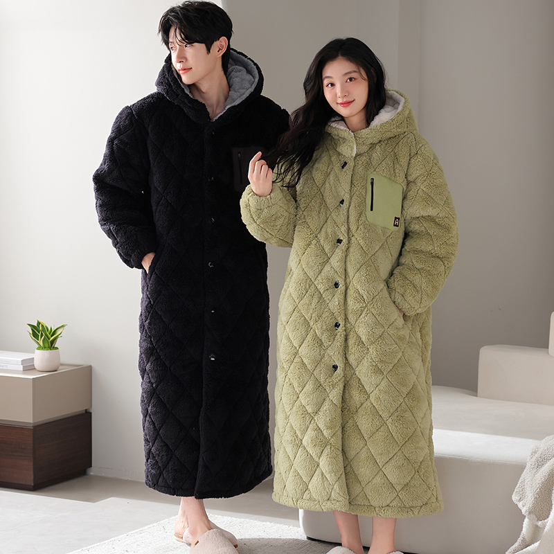 Winter Couple Robe Hooded Paja - Winter Clothing Layers 评论和价格