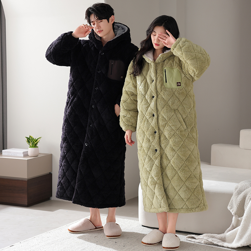 Winter Couple Robe Hooded Paja - Winter Clothing Layers 评论和价格